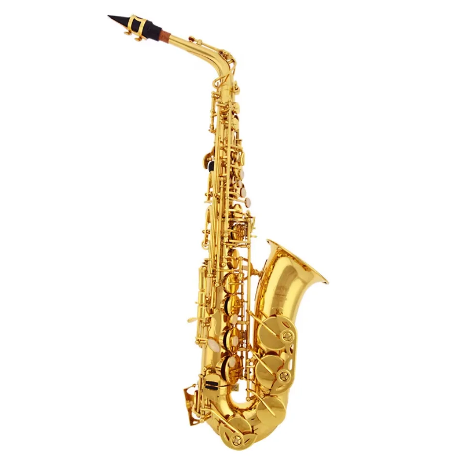 

JYAS-E100 Eb Alto Saxophone Student Model Gold Lacquer Finish Brass Body with High F# Key for Beginners and School Bands