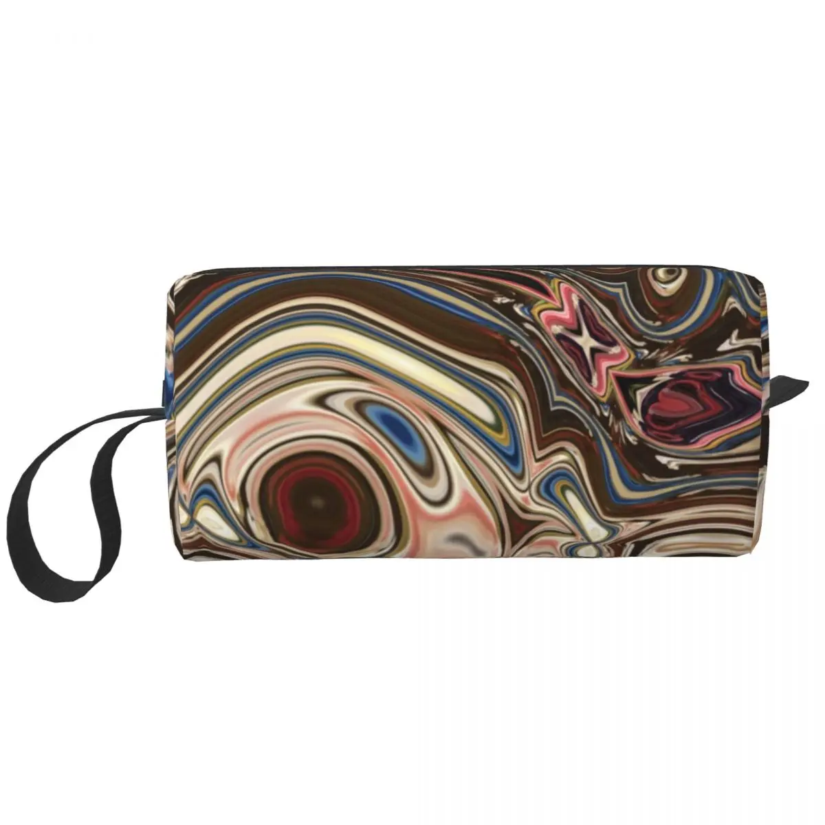 Custom Chocolate Tan Marble Swirls Mid Century Toiletry Bag for Women Makeup Cosmetic Organizer Lady Beauty Storage Dopp Kit Box