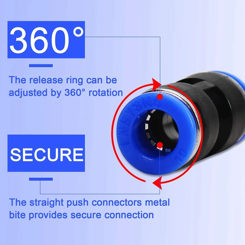 Push-On Direct Coupling, Pneumatic Air Line Connector Direct Connection (4Mm/6Mm/8Mm/10Mm/12Mm)40 PCS