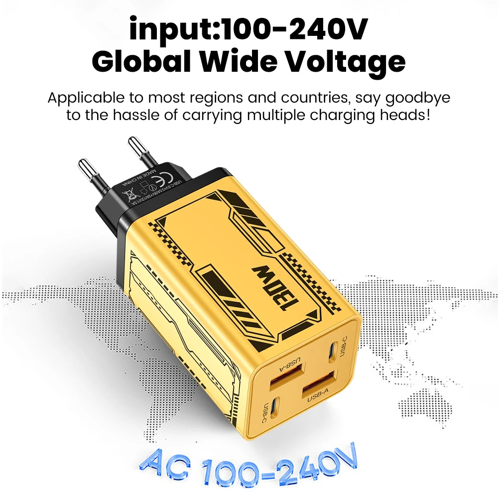 Elough 2USB C 2USB A 130 واط شحن سريع شاحن الهاتف نوع C شحن الاتحاد الأوروبي/الولايات المتحدة محول آيفون 16 15 هواوي Xiaomi POCO