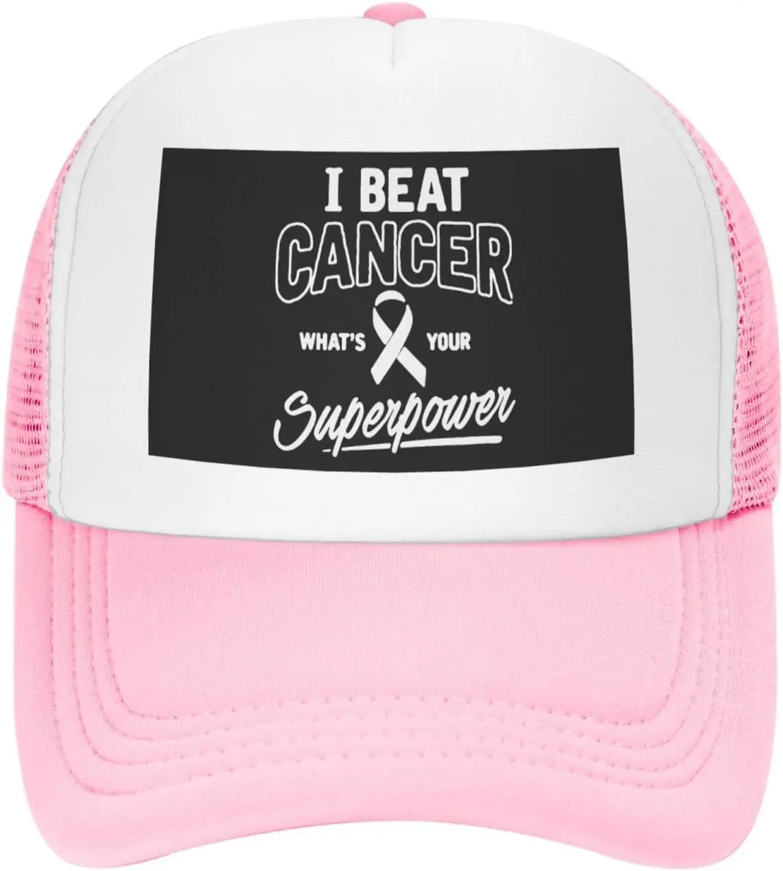 I Beat Cancer Superpower Trucker Hat Adjustable Mesh Snapback Cap Unisex Outdoor Style