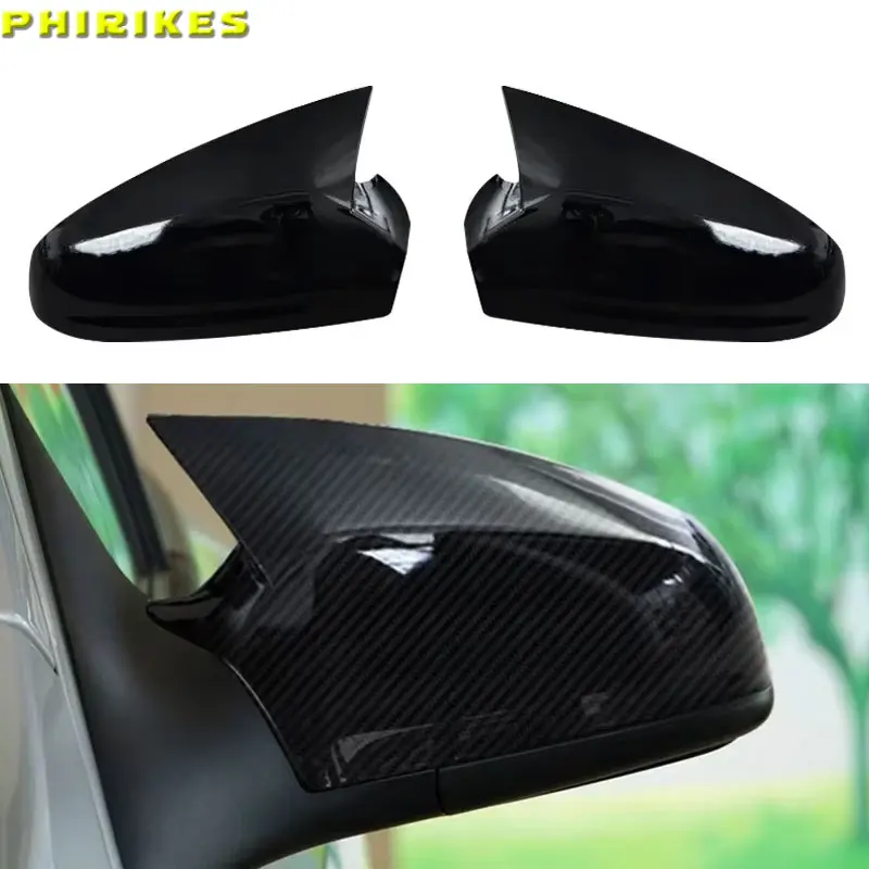 

For Opel Astra J 2 Pieces ABS Plastic Bat Wing Mirror Covers Caps Rearview Mirror Case Cover Gloss Black Car Accessories