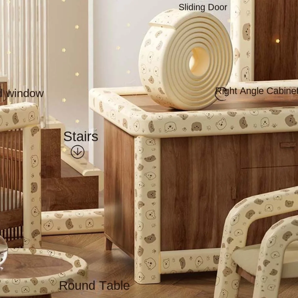 

Double-sided Tape Baby Anti-collision Strip Soft Cartoon NBR Edge Corner Pink Bear Table Corner Protective Cover Gravida