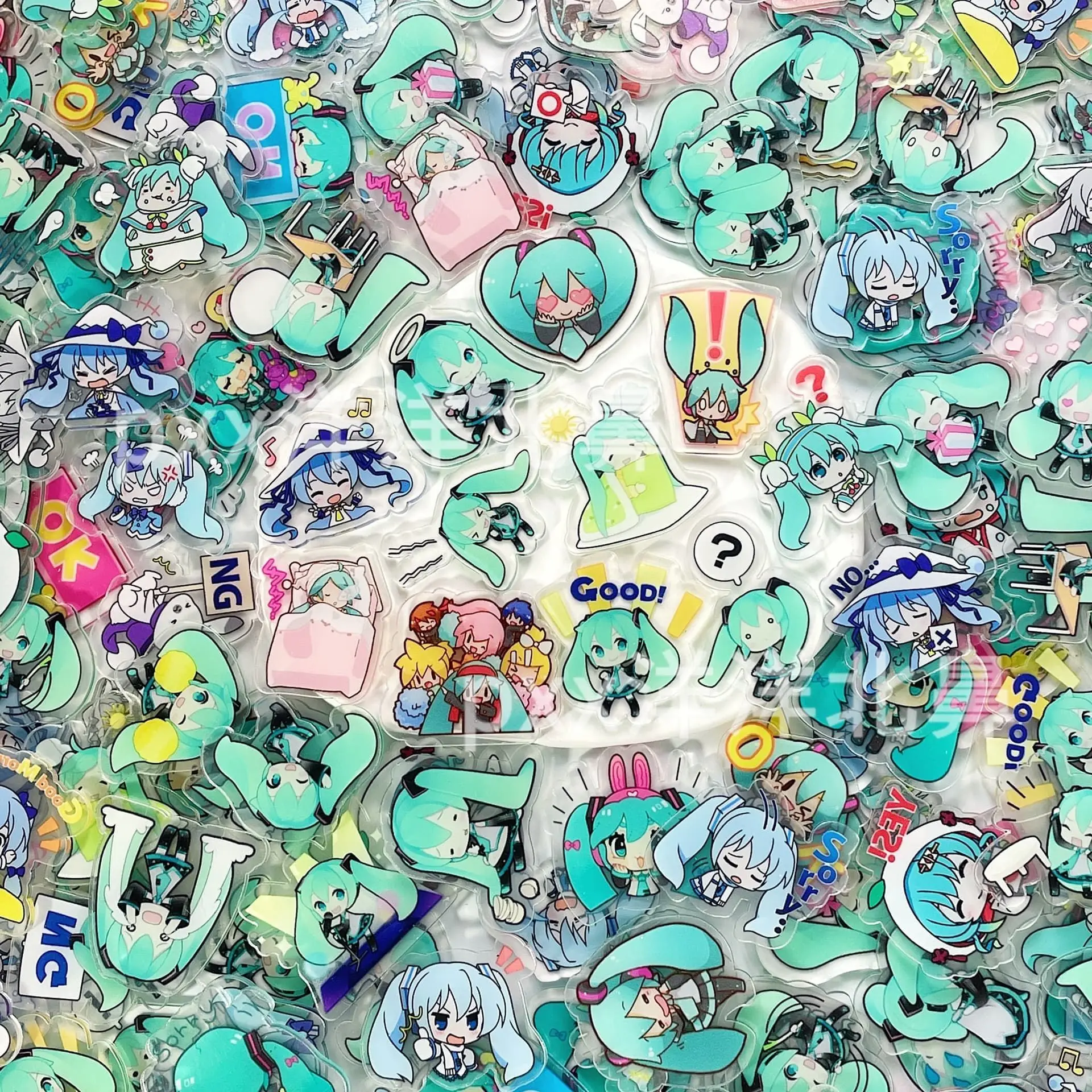 1cm 2cm 4cm single-layer Hatsune Miku acrylic pieces for DIY handmade hair clips and rings, free extras, gift for friends view 6