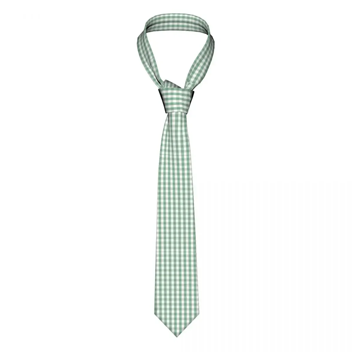 Formal Moss Green Mini Gingham Check Plaid Neck Ties Mens Custom Silk Geometric Necktie for Office Cravat