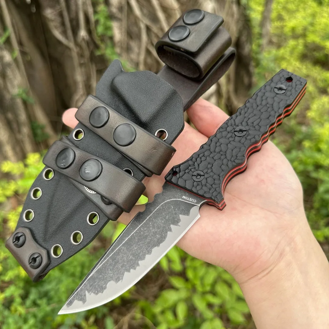

Outdoor straight knife M15 high-end outdoor knife wilderness survival D2 blade dual color G10 handle with leather K sheath