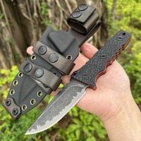 Outdoor straight knife M15 high-end outdoor knife wilderness survival D2 blade dual color G10 handle with leather K sheath