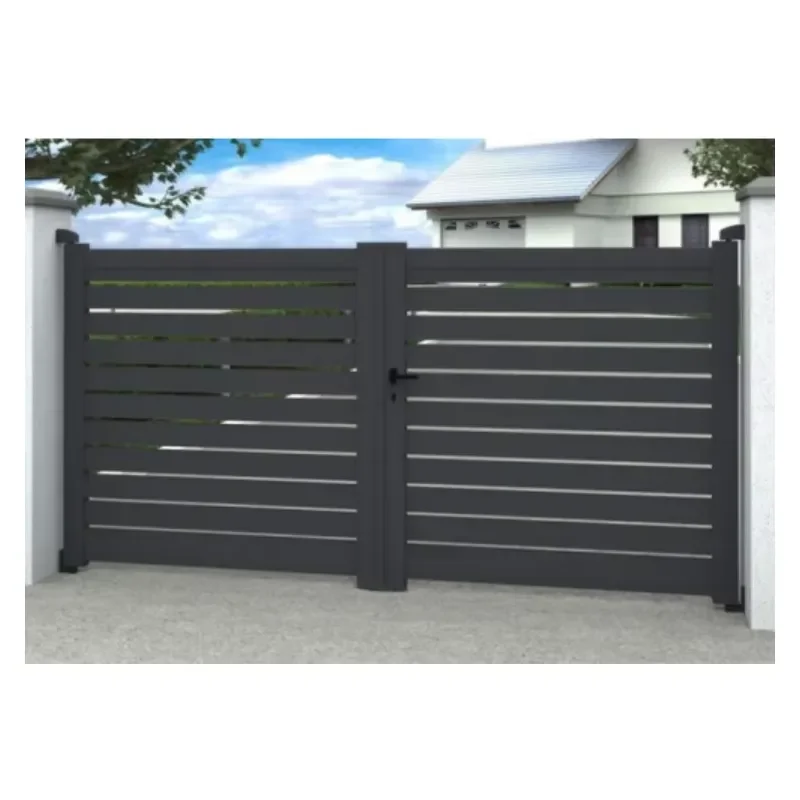 CBMmart New Design Black Aluminum Garden Automatic Driveway Double Swing Gate & Fence
