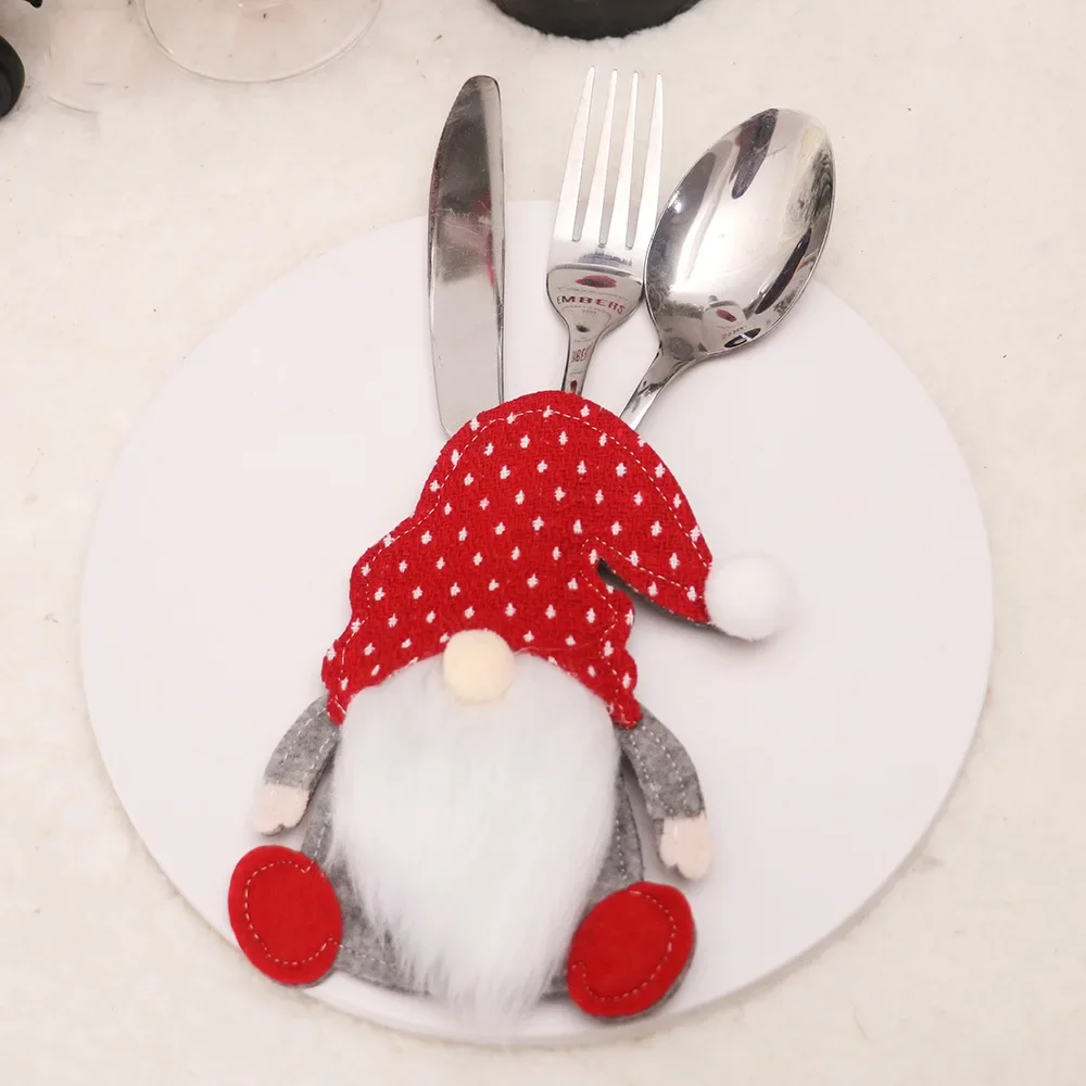 Creative Christmas Spoon and Fork Cutlery Bag Creative Tableware Coffee Tea Dessert Spoon Dessert Scoop Xmas Decor Gift