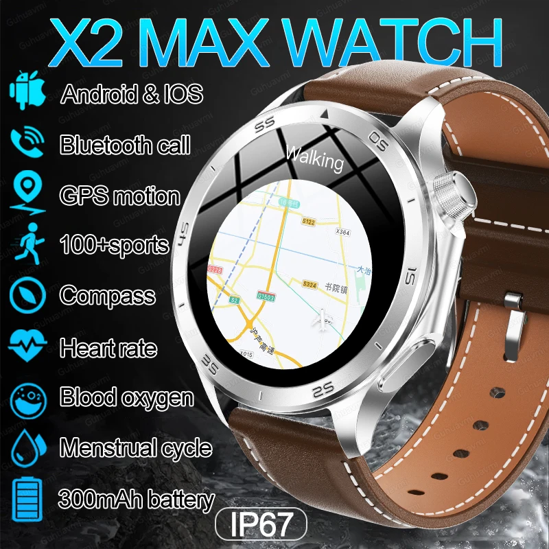 

NEW Outdoor Sports Men Smart Watch GPS Motion Trajectory Compass AMOLED Screen Heart Rate IP67 Waterproof Smart Watches 2025