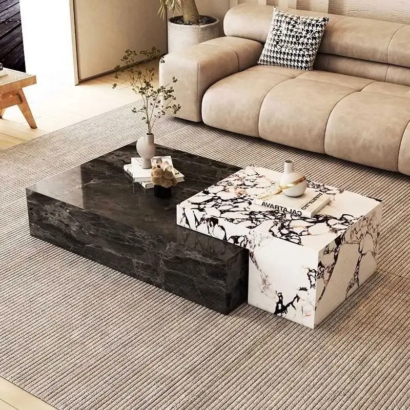 

Итальянские дизайнерские высококачественные выдвижные кофейные столики, современные квадратные, из натурального итальянского мрамора и дерева, для дома