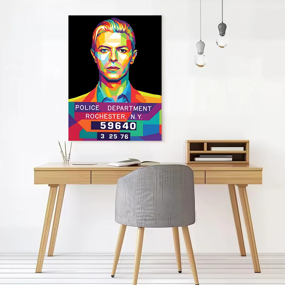 David Bowie Pop Art Mugshot Canvas Poster Wall Art Customizable High Quality Printed Picture for Man's Room Decoration Painting