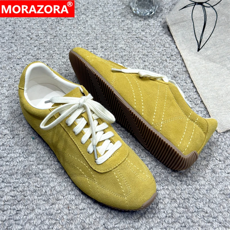 

NORAZORA 2026 New Women Sneakers Lace Up Casual Shoes Cow Suede Leather Spring Autumn Casual Sneakers Ladies Footwear