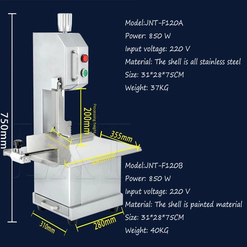 Electric Meat Cutter Full Automatic Bone Cutter Bone Saw Bone Sawing Machine Stainless Steel Bone Cutting Machine