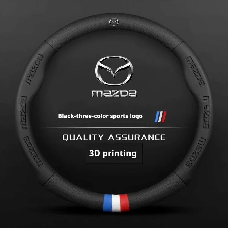 3D Embossing Leathe Car Steering Wheel Cover For Mazda 3 5 6 SKYACTIV Axela Atenza CX30 CX5 CX8 CX9 MX5 RX8 RX7 BT50 Accessories