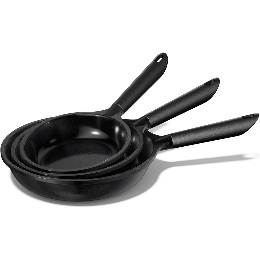 

Ceramic Nonstick Frying Pan Set, 8 9.5 and 11, Non Toxic, PFAS, PTFE, PFOA Free, Dishwasher Safe, All Stovetops Compatible