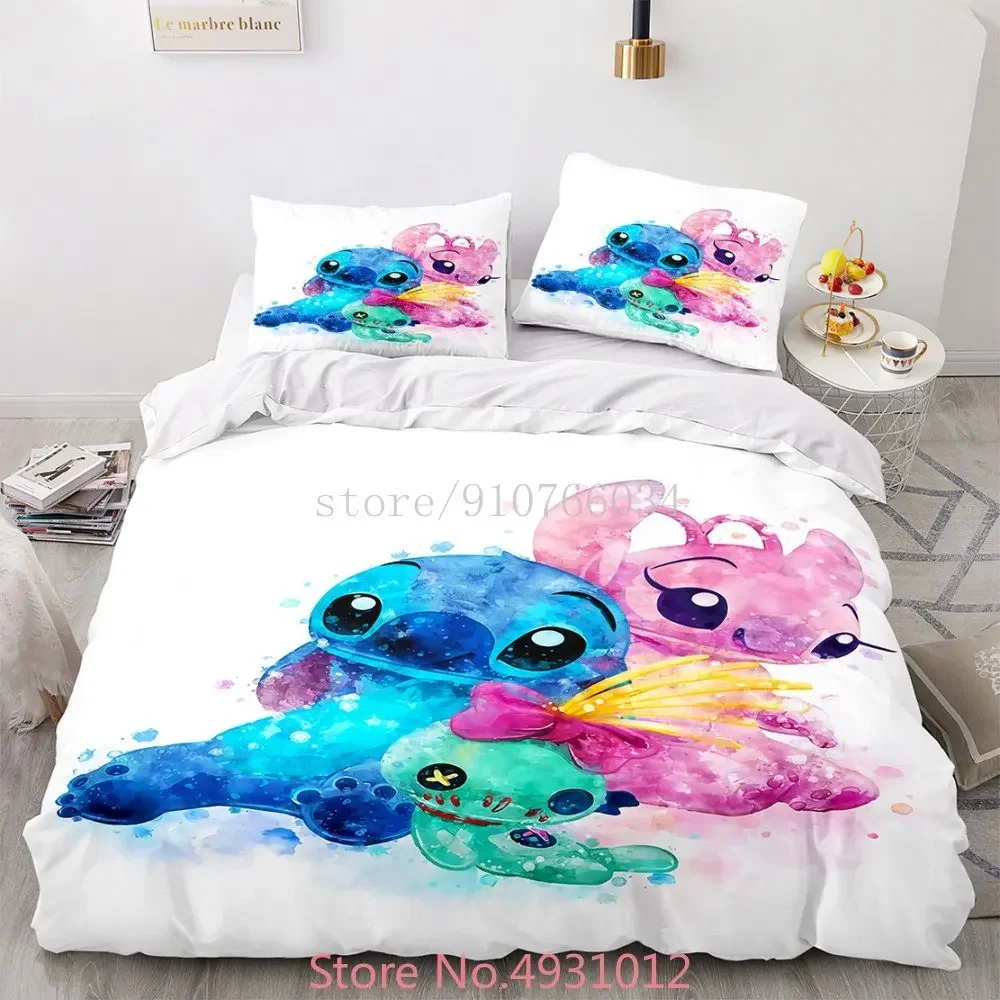 Cute Full Lilo & Stitch Bedding Set Single King BedLinen Duvet Cover Set Pillowcase Children Adult Boys Girls Gift