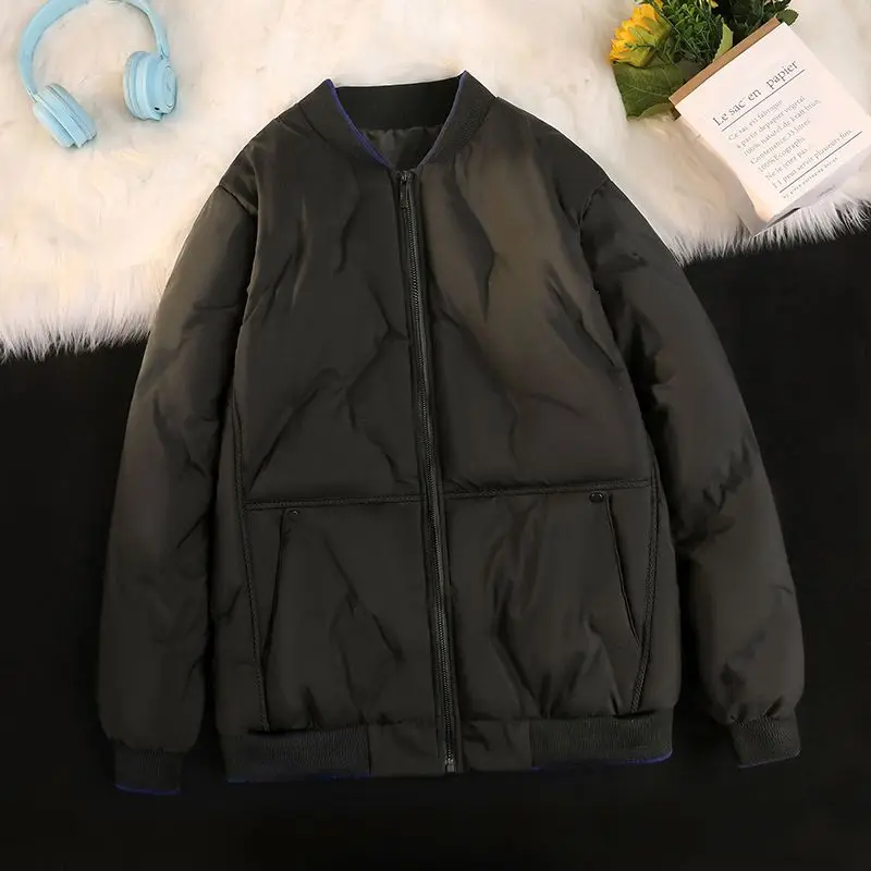 

Down Cotton Clothes 2025 Winter Thickened Cotton Clothes Men's New Trendy Casual Youth Stand-up Collar Jacket Cotton Clothes Top
