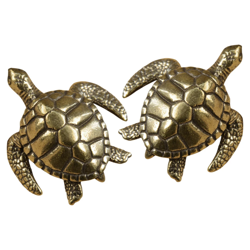 

2pcs Vintage Brass Turtle Chinese Tortoise Statue Craft Sculpture Home Office Bedroom Garden Decor Ornament Longevity