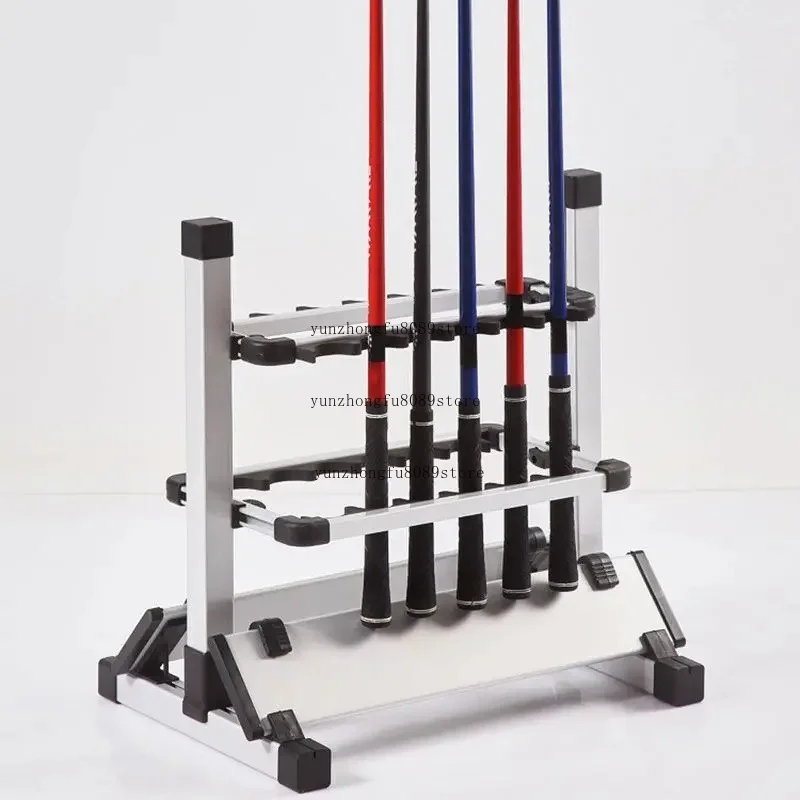 12 Slots Fishing Rod Rack Holder Aluminum Alloy Fishing Rod Pole Bracket Display Stand Tackle for Fishing Rods Set Capacity