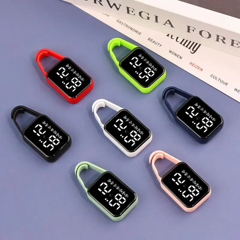 1Pcs LED Mini Electronic Watch Touch Digital Pocket Watch Night Light Hanging Watches Keychain Pendant Students Supplies▪