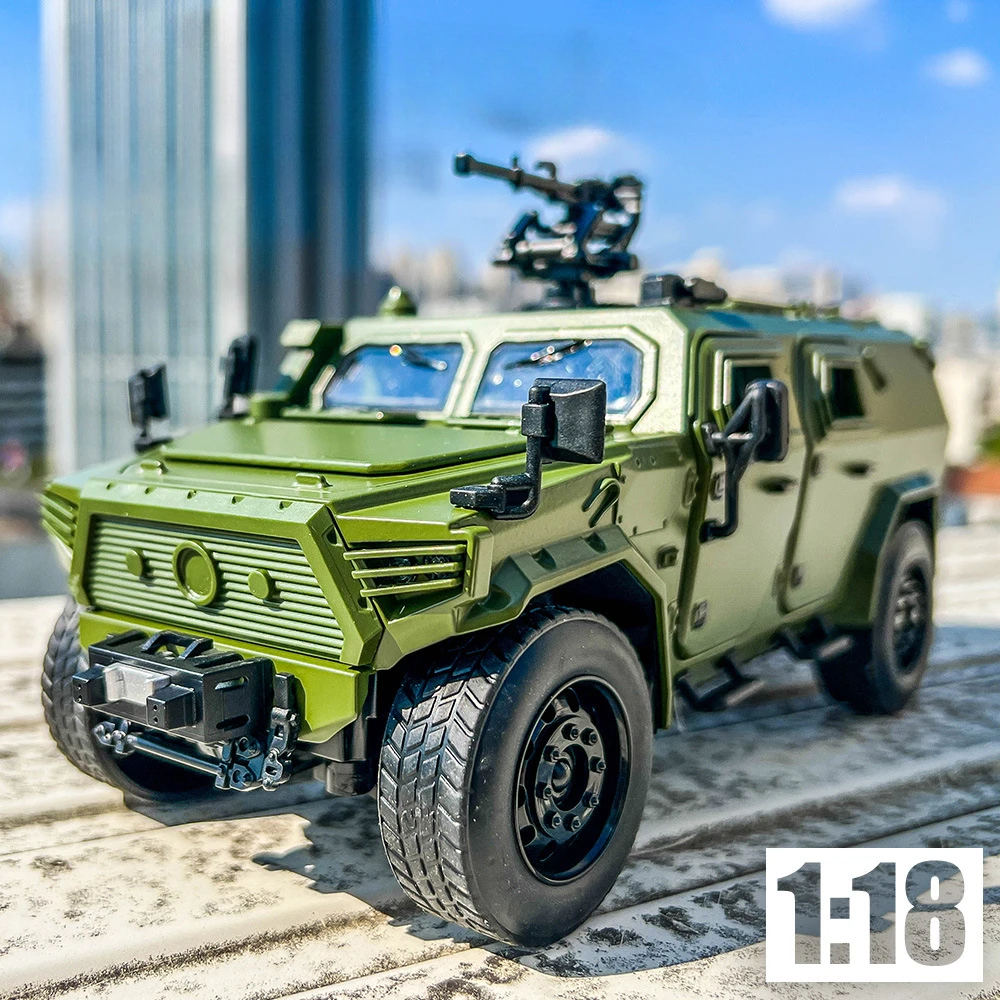 1:18 Dongfeng Mengshi Model Toys Car Alloy Diecast Military Vehicle Doors Opened Sound Light Pull Back Miniature Toy Kids Gifts