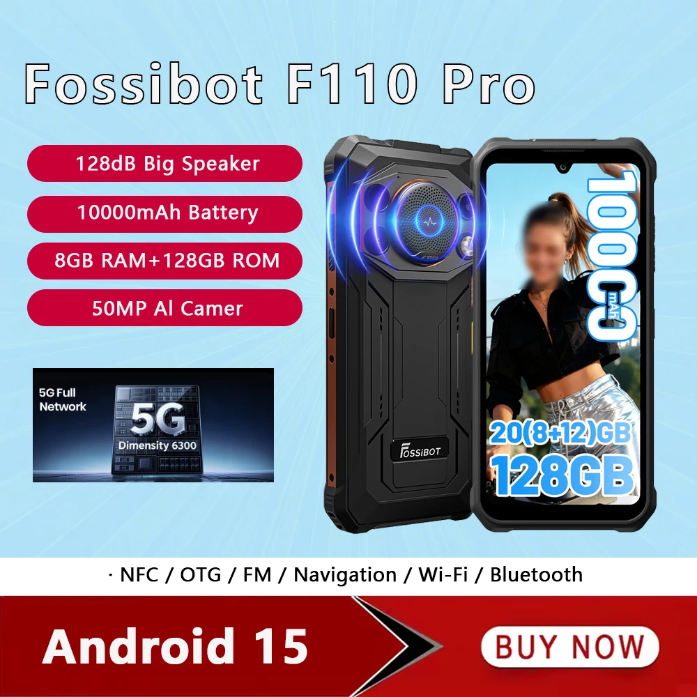 Fossibot F110 Pro 5G Rugged Smartphone Android 15 6.745