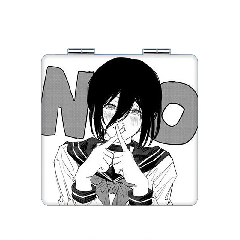 7×6cm Chainsaw Man Folding Double-sided Makeup Mirror Anime Cute Portable Travel Mini Girls Magnifying Square