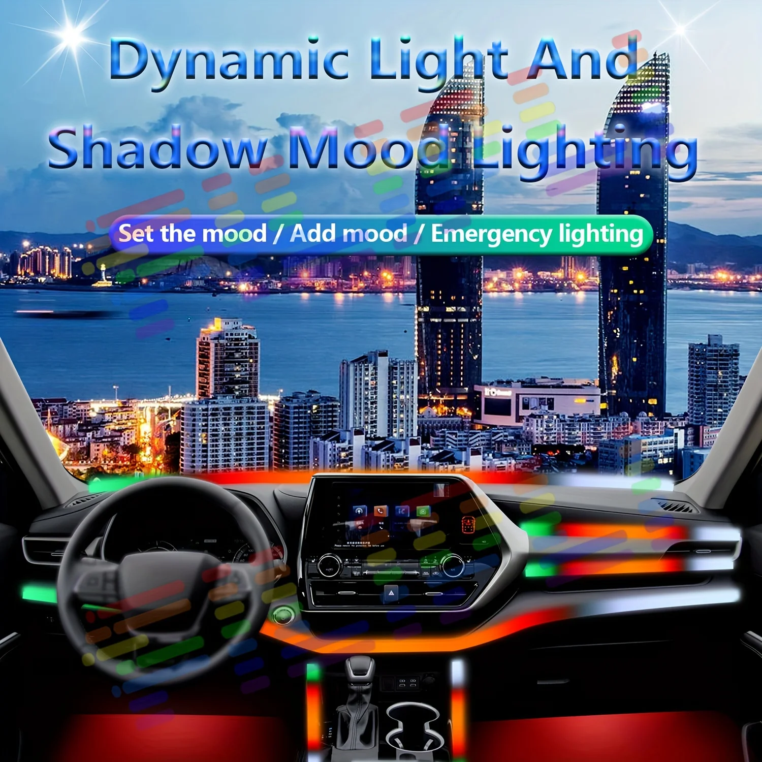 Hidden Fiber Optic Ambient Light for Cars, 18 in 1 Iridescent Color, Adjustable Brightness Dynamic Mode Car Interior Light, Suitable for All Vehicles