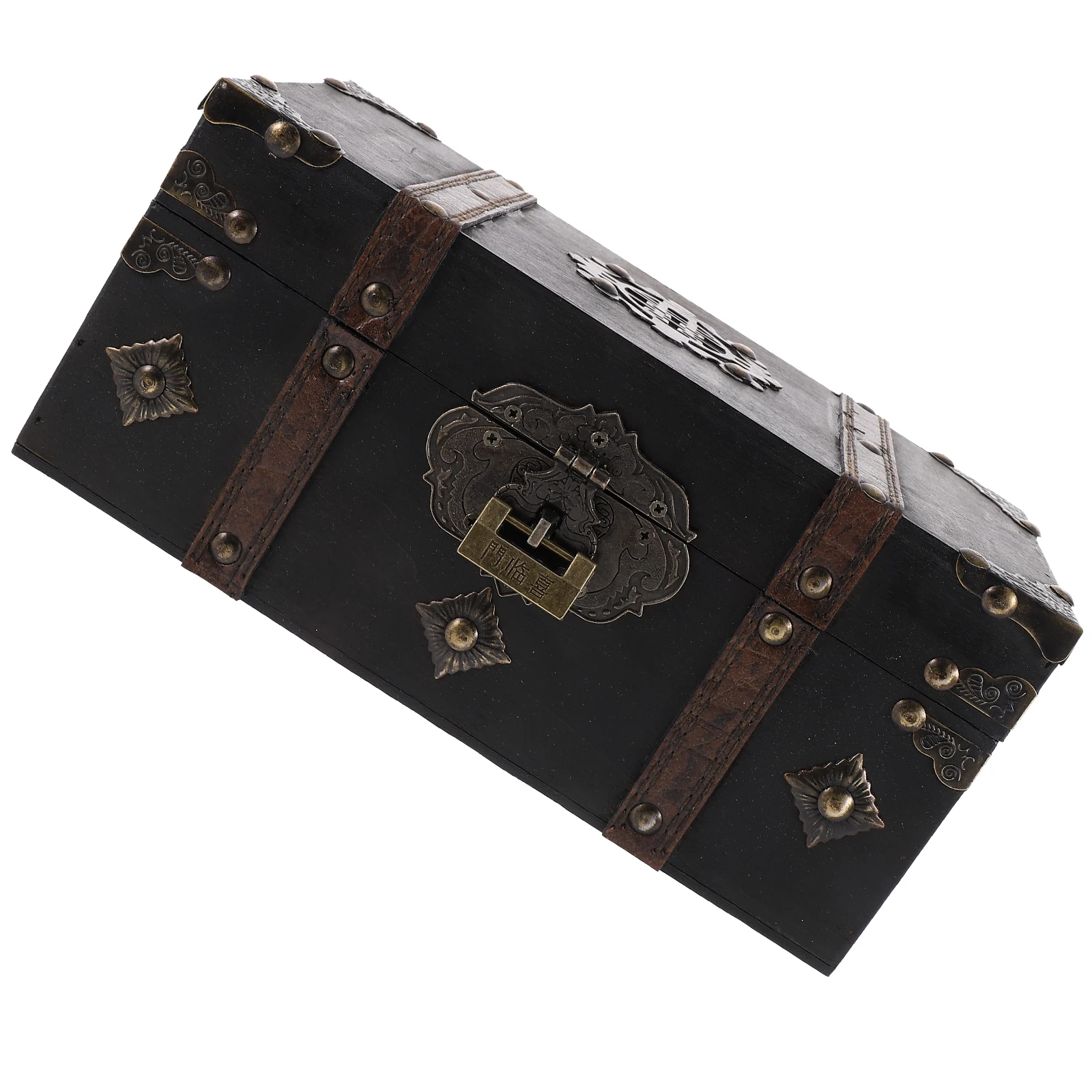 

Retro Wooden Keepsake Box with Lock Large Capacity Jewelry Storage Organizer for Necklaces Earrings Rings Trinkets Decorative