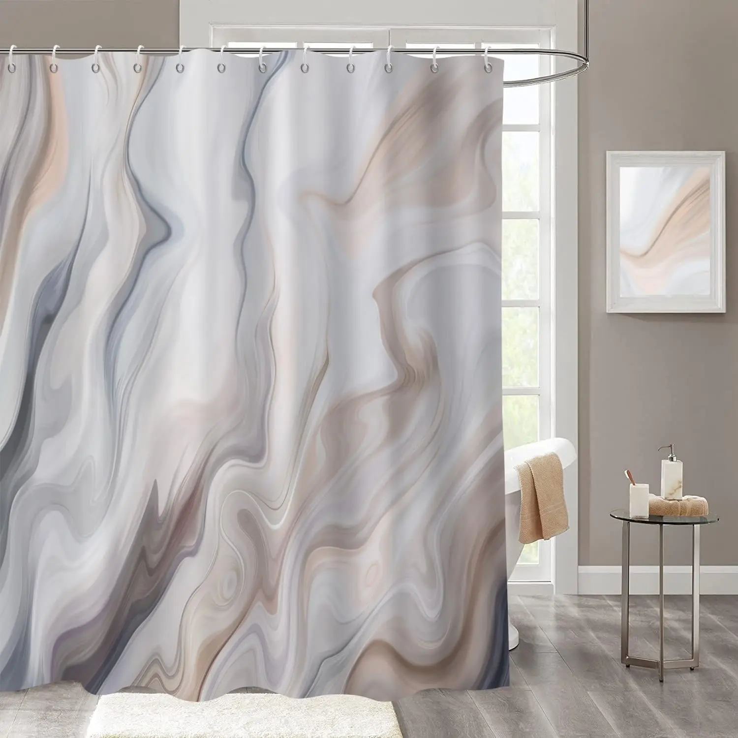 

Abstract Fluid Art Shower Curtain Soft Swirl Pattern Bathroom Decor Modern Liquid Design Bath Curtain for Home Decoration