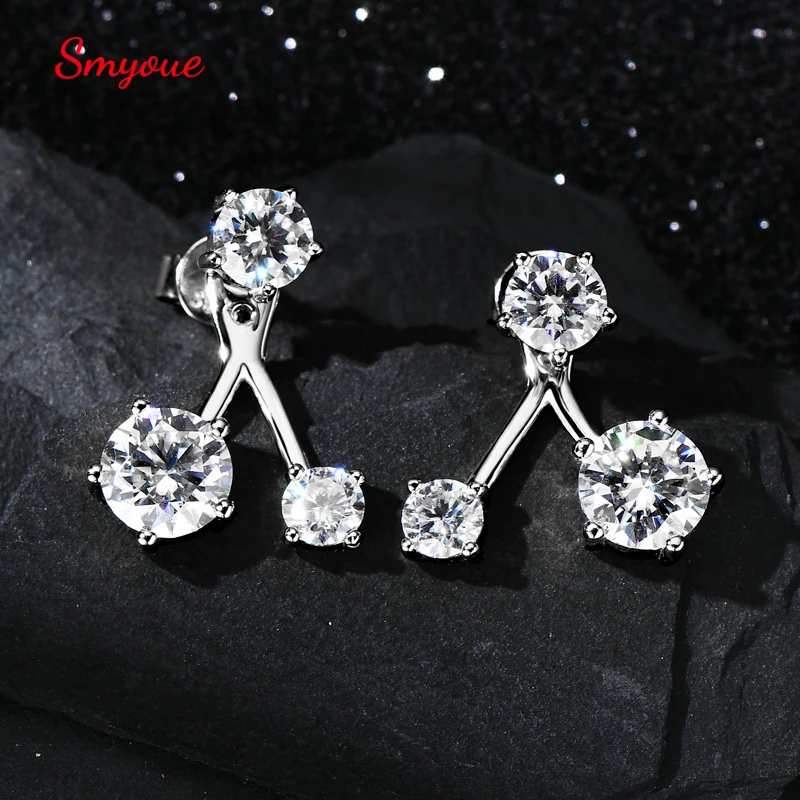 

Smyoue 3.6cttw Full D Color Moissanite Stud Earrings for Women 2 Use Way S925 Sterling Silver Sparkling Jewelry Plated 18K Gold