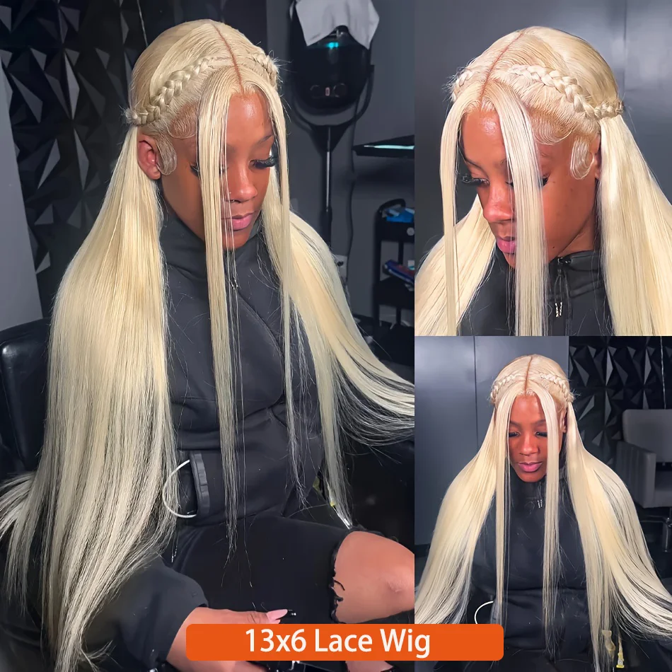 Wiggogo 30 Inches Lace Frontal Wigs Bone Straight Lace Front Wigs 13X4 13X6 Blonde 613 Lace Front Human Hair Wigs For Women image 4