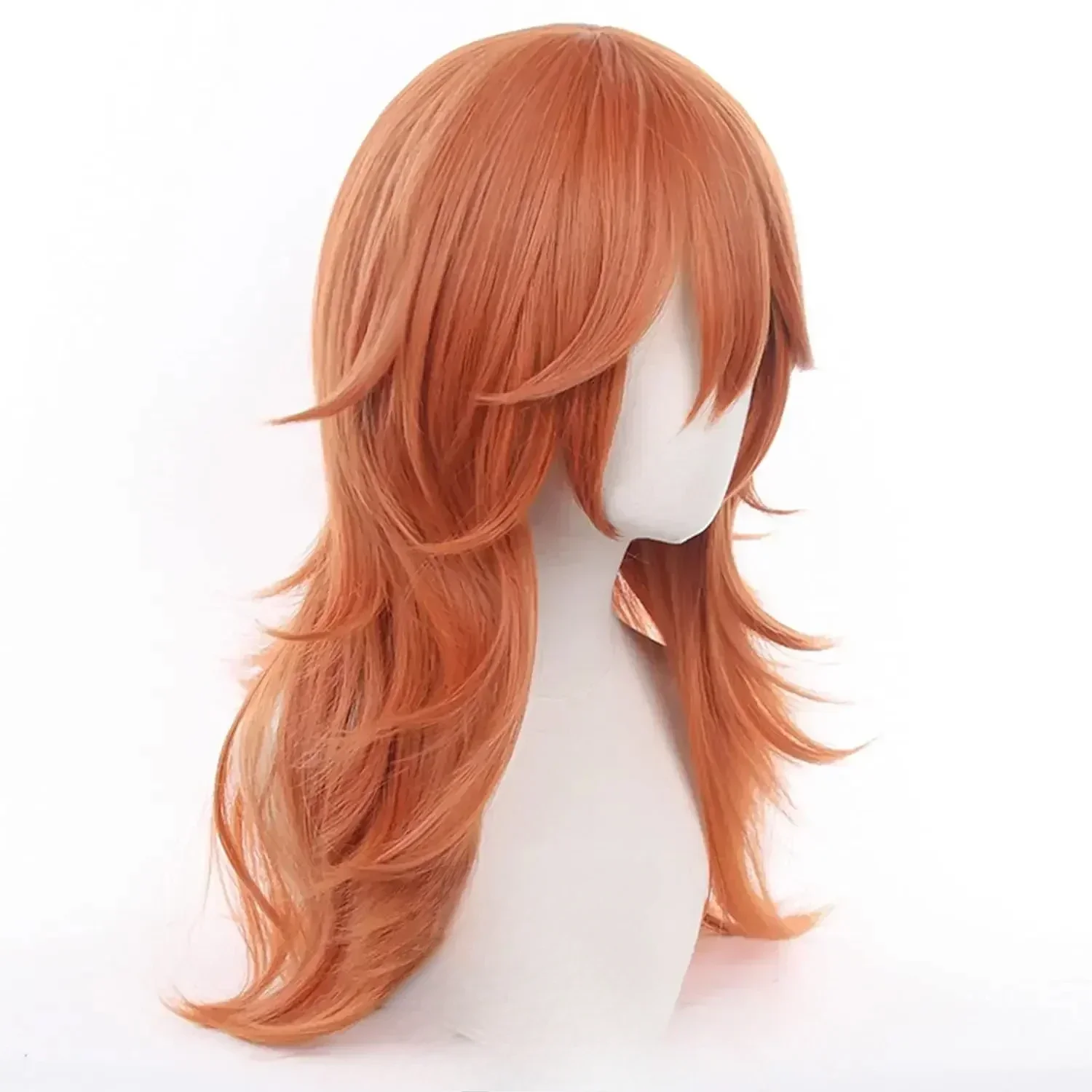Anime Angel Devil for Chainsaw Man Bangs Long Orange Brown Cosplay Wigs Adult Synthetic Hair Wig Halloween Costume Party