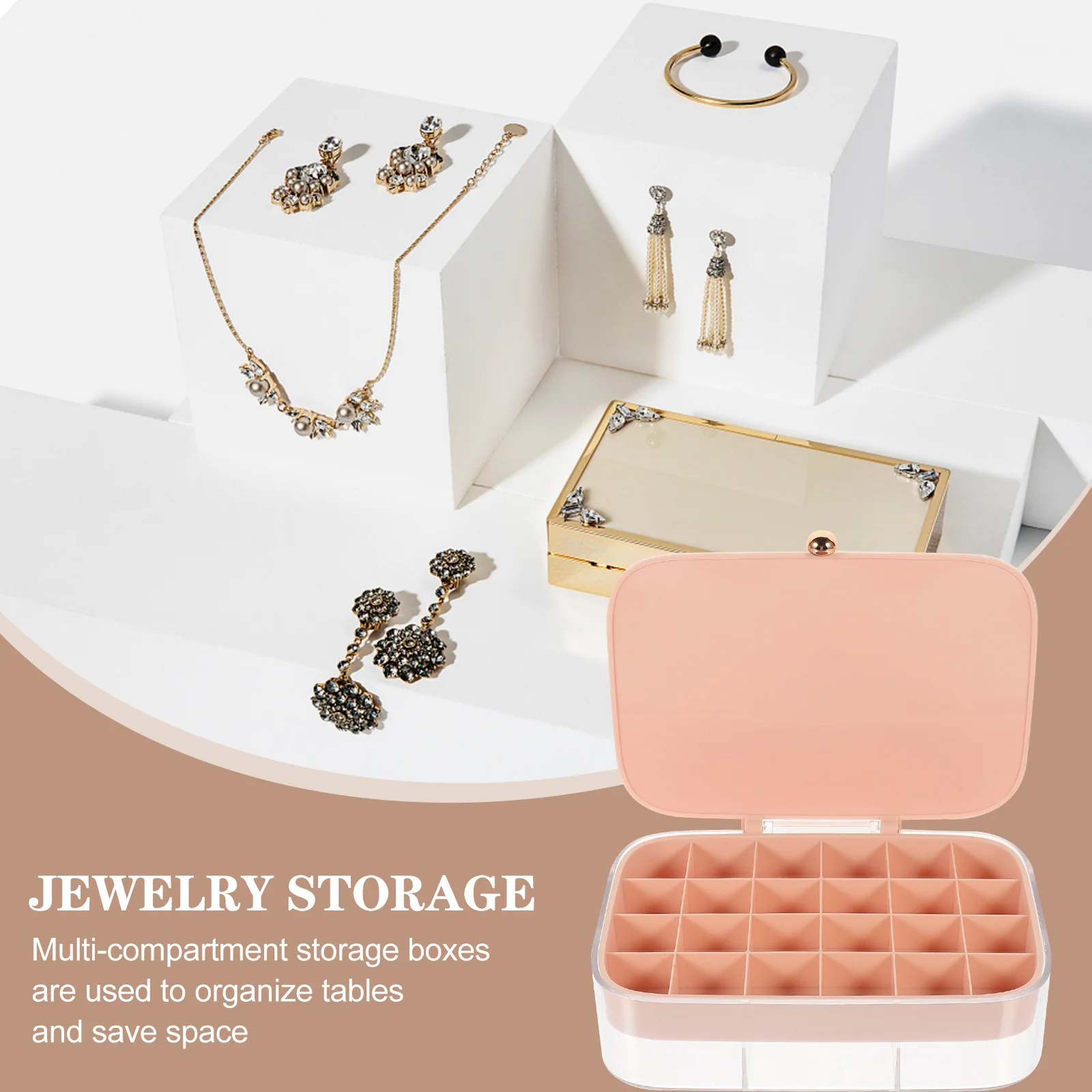 

30-Grid Jewelry Box For Earring Ring Storage Organizer Case Portable Travel Container Small Trinket Holder Desktop Display Case