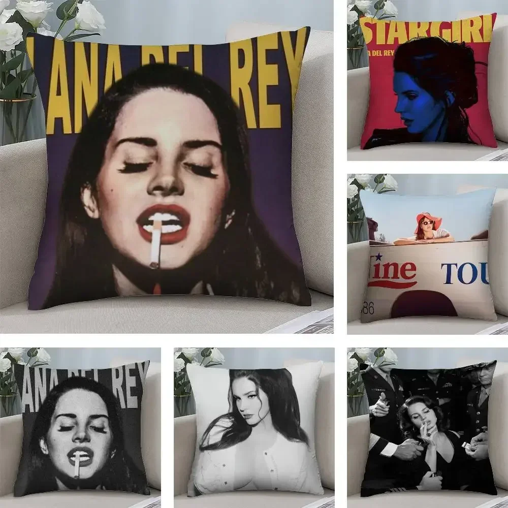 Singer L-Lana D-Del Rey Double-sided Printed pillow cover Short plush Suitable living rooms bedrooms sofas throw cushion cover