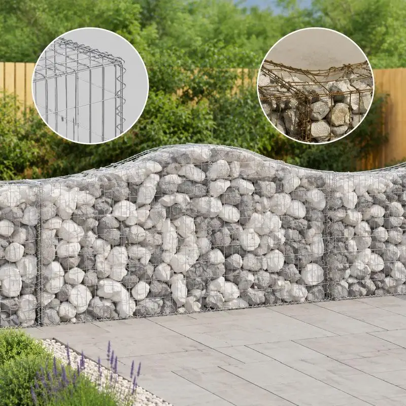 Cage en treillis métallique pour gabion, construction en fer galvanisé, structure robuste pour mur de soutènement de jardin, décoration de terrasse, jardinière, 200x50x80/100 cm