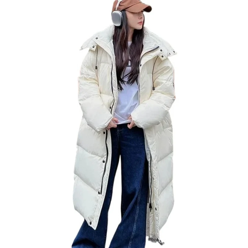 

Down padded jacket women's long over knee 2025 winter new Korean version thickened padded jacket oversize bread padded jacket