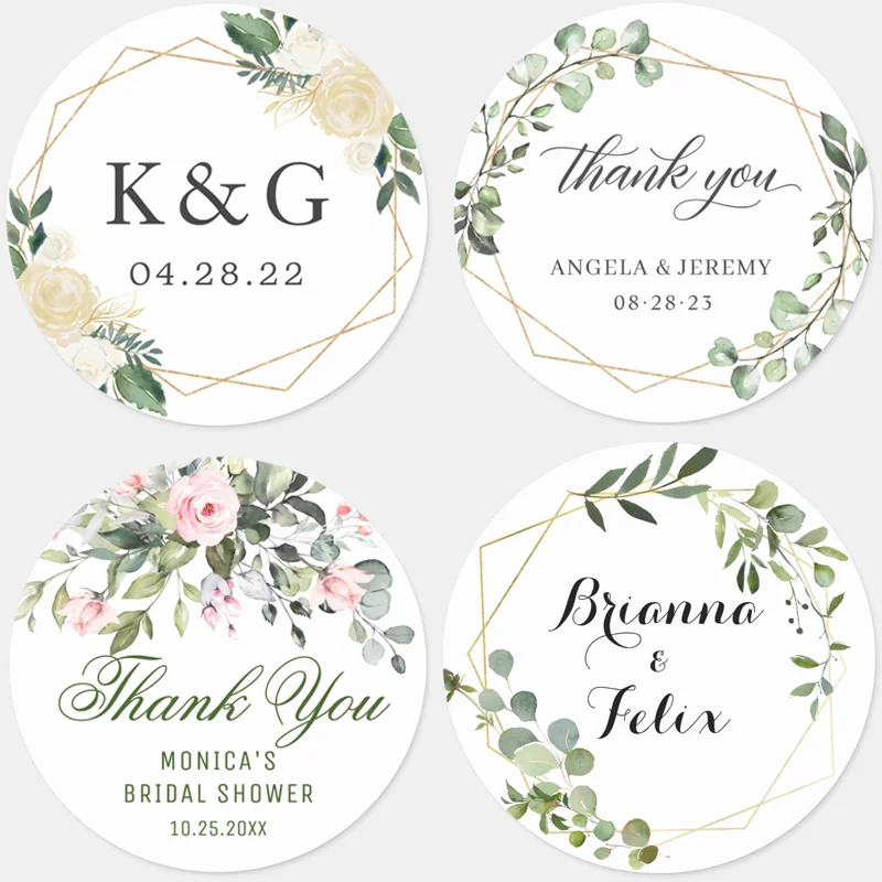 Personalized Round Label Sticker Custom Company Name, Custom Name Date Sticker With Thank You For Maiden Party Gifts