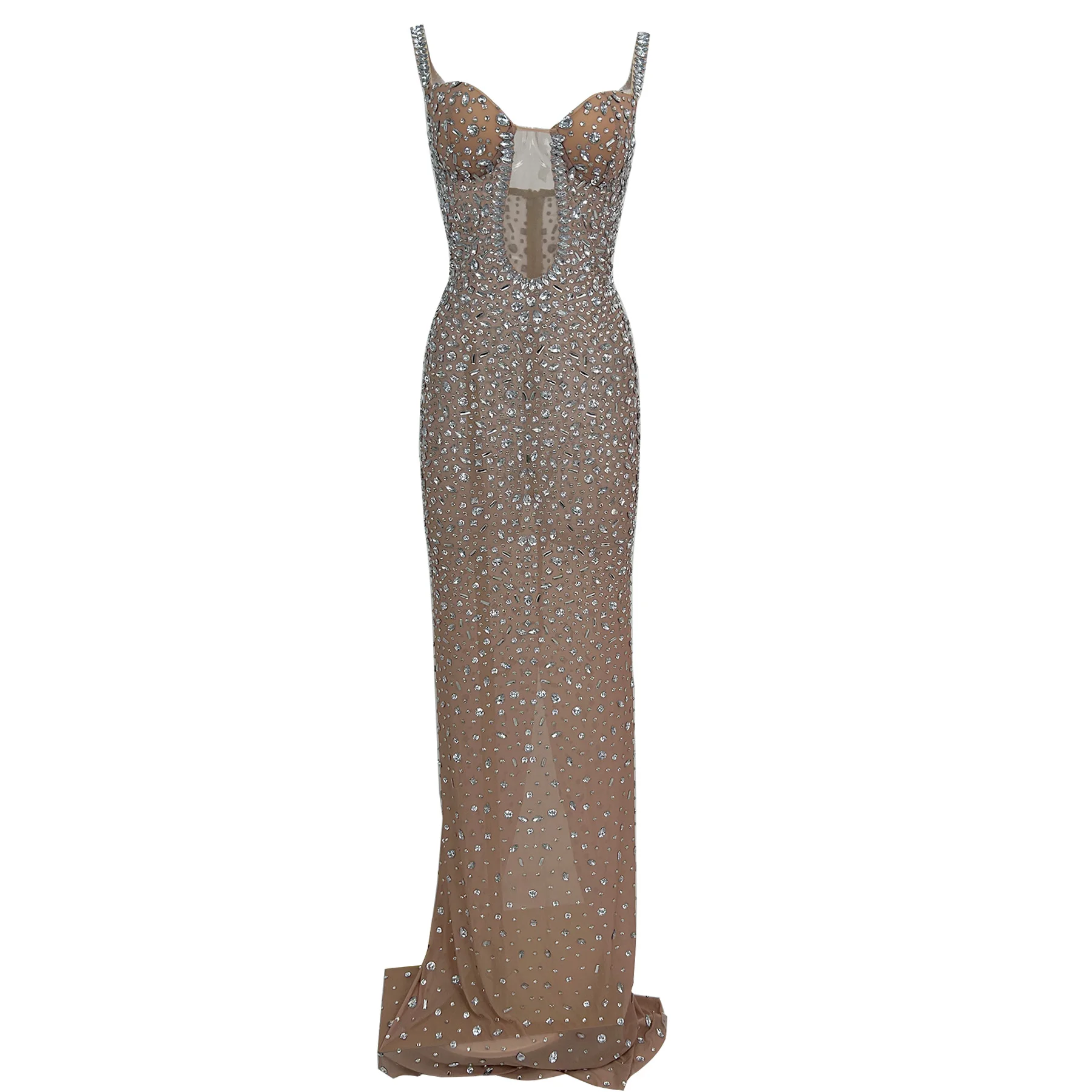 

Luxury Elegant High Side Slits Evening Gown Night Party Birthday Prom Photo Shoot High-end Strapless Dresses With Gloves Wuhai