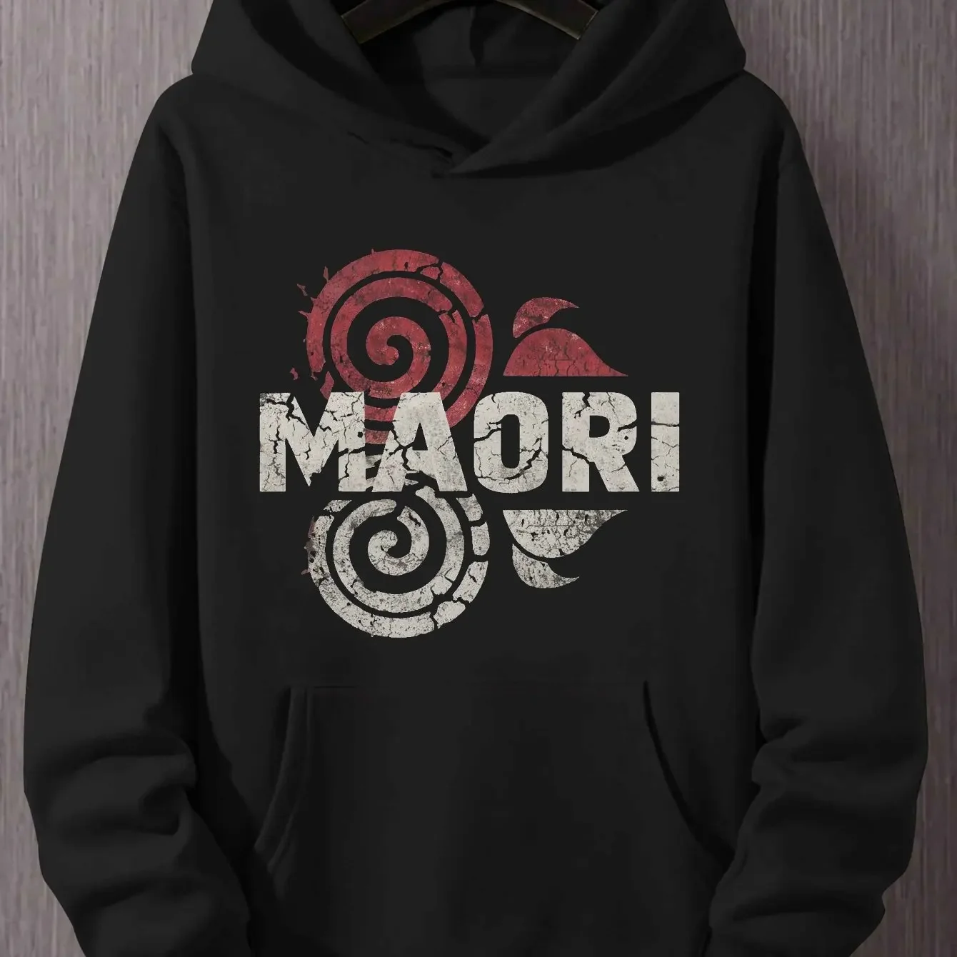 Men'S Plus-Size Hoodies Featuring a Koru Design in Bark MAORI Plus Size
