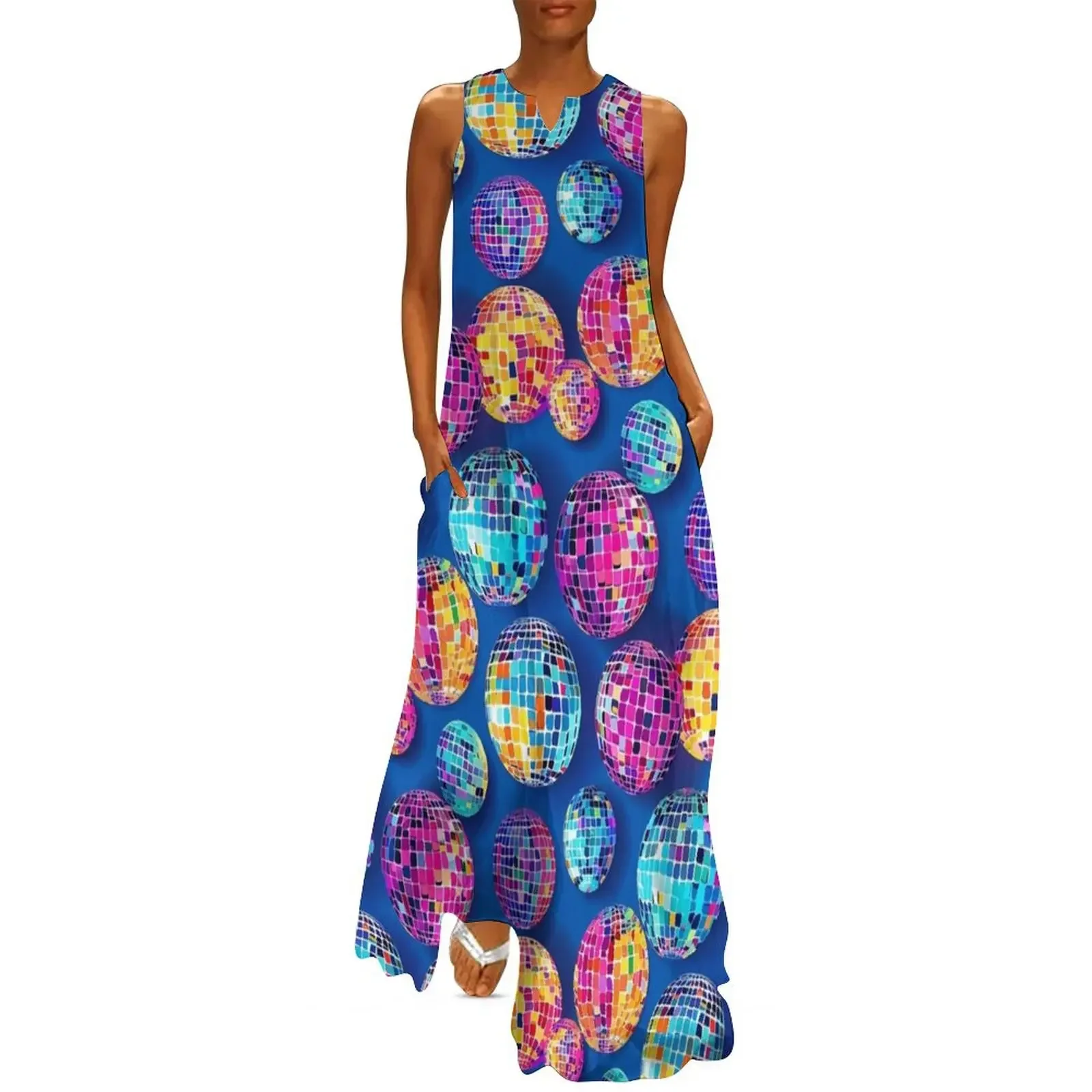 

Disco Balls colorful rainbow design Long Dress women dresses Summer dresses for women Womens dresses Dress