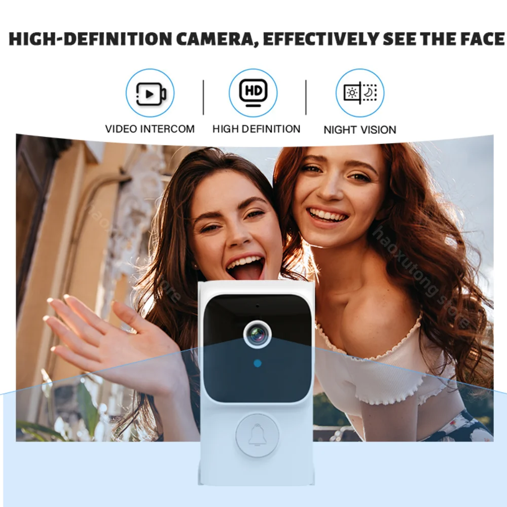 2.4GHz Wireless Visual Video Doorbell 3.5-inch Screen Built-in Battery Night Vision Two Way Audio Easy Connetion No Need Wifi