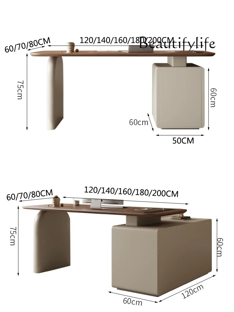 Cream style retro home study writing desk light luxury minimalist desk solid wood consultation table