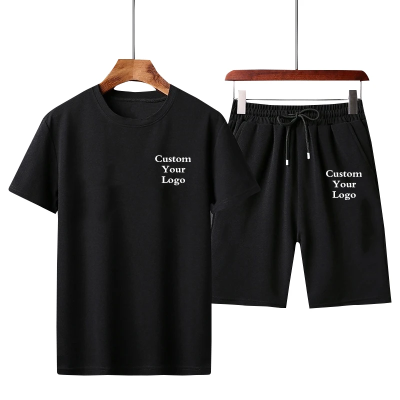 Men Custom Logo Fashion Soft Comfortable Breathable Summer Suit High Quality T Shirts + Shorts Suit Sports Jogging Set