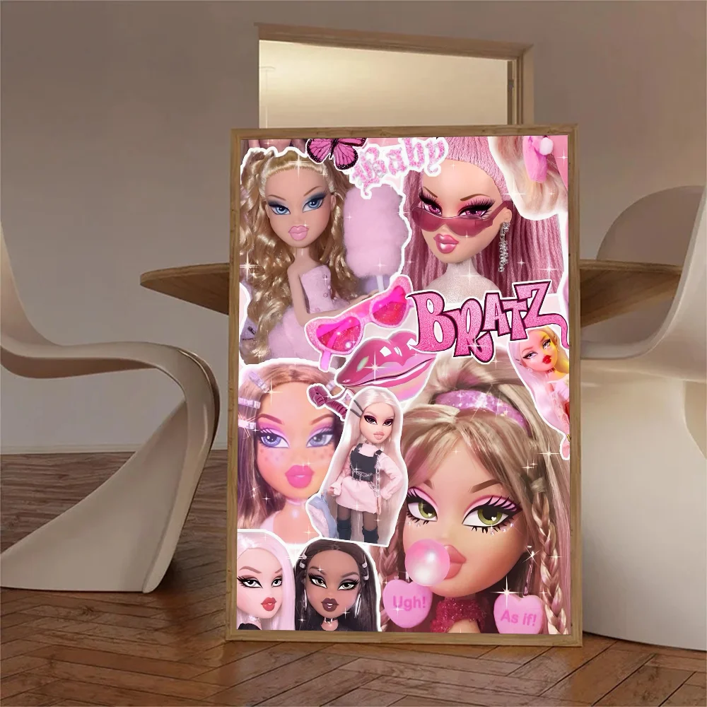 1pc Bratz Doll Classic Classic Vintag Poster Self-adhesive Art Waterproof Paper Sticker Coffee House Bar Room Wall Decor