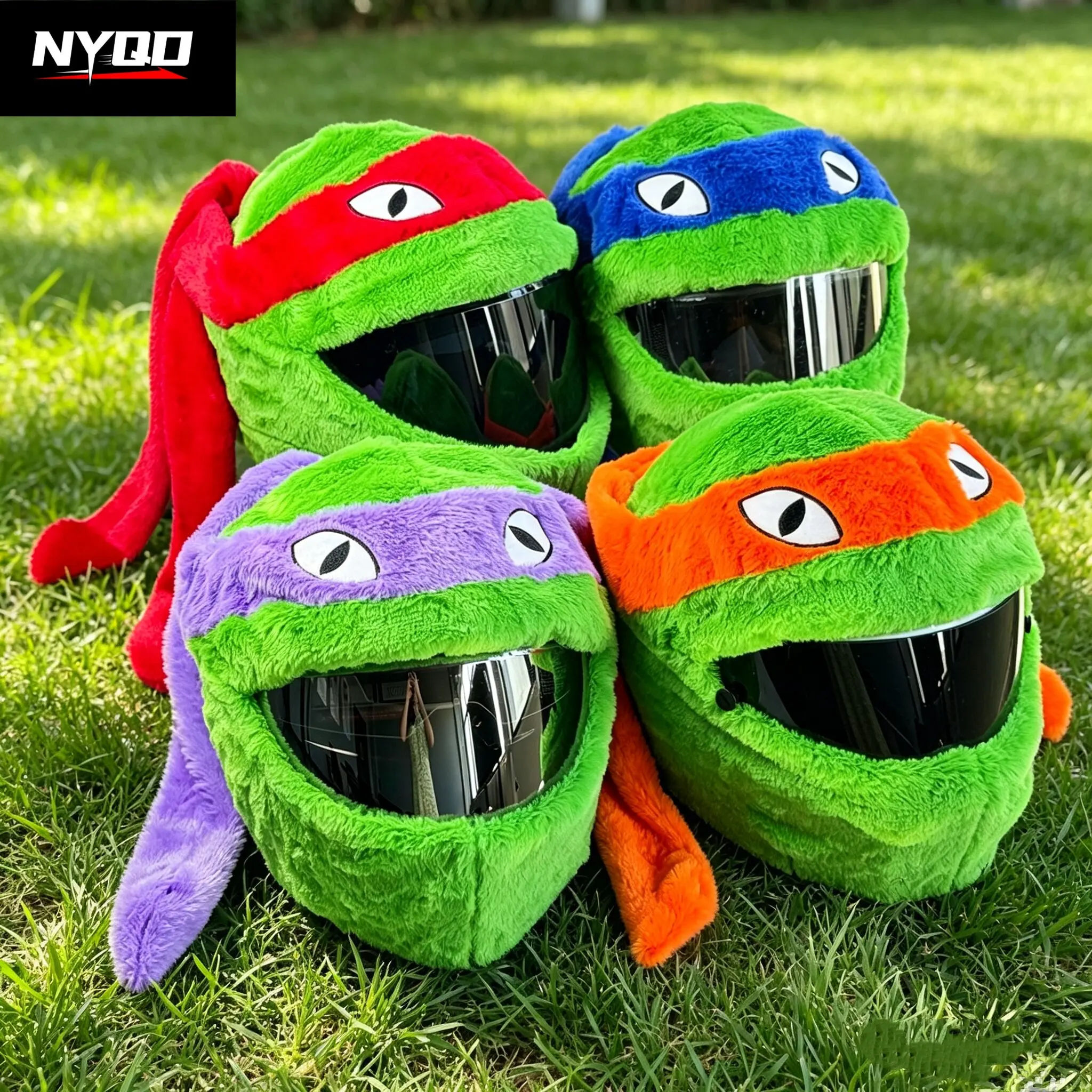 New plush helmet cover riding turtle alien funny cartoon helmet decoration Halloween gift 오토바이 ski mask capacete moto