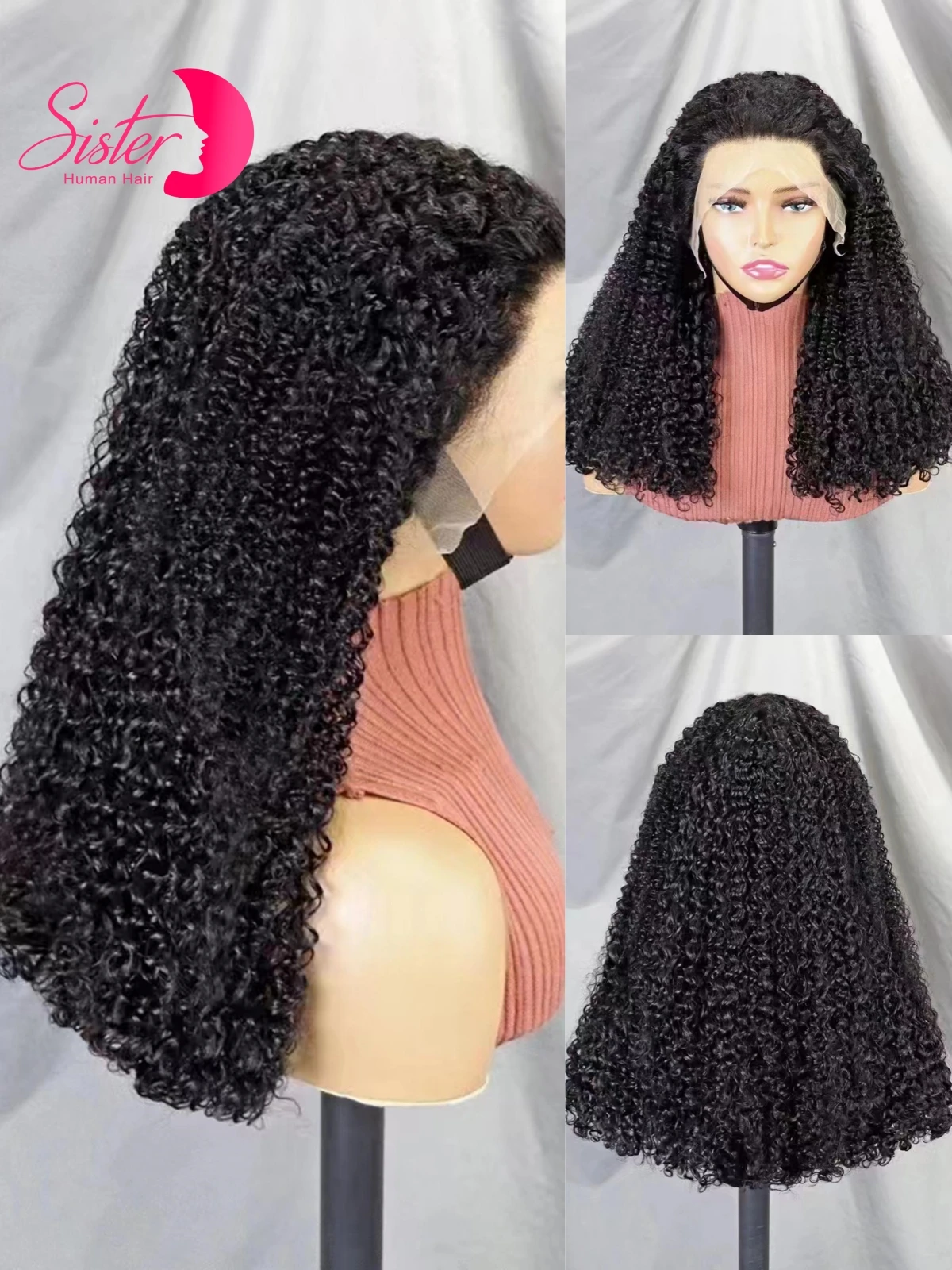 12-22 Inch 13x4 Lace Frontal Wigs 250% Density Bouncy Curly Human Hair Wigs Thick Pixie Curly Wig Raw Preplucked Remy for Women