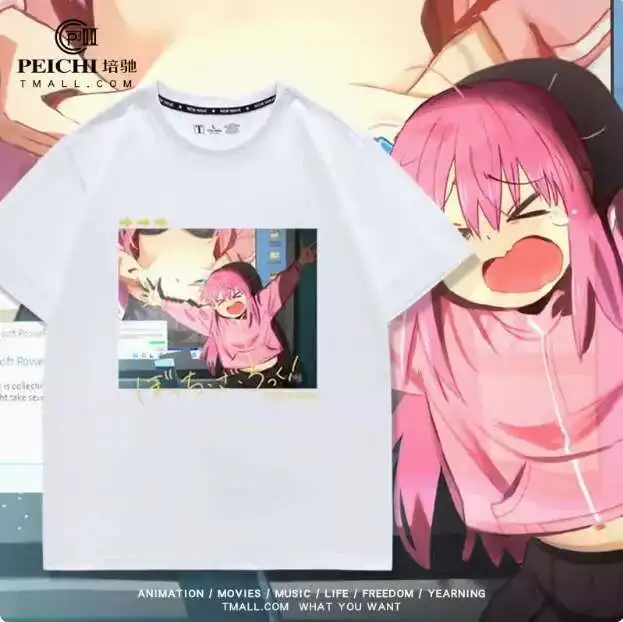 

Anime Bocchi The Rock Gotoh Hitori Short Sleeve T-Shirt Summer Cosplay Costume Casual Student Loose Tops anime