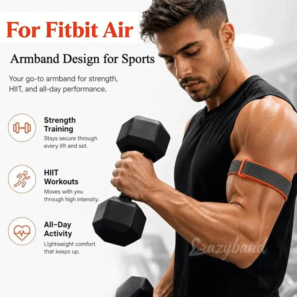 For Google Fitbit Air Bicep Armband Sport Fitness Tracker Nylon Woven Breathable Watch Band Adjustable Wrist Strap for Running